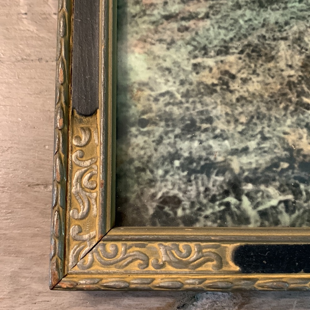 Antique Photo/Painting of 2 Draft Horses in Unique Frame - Picture 7 of 16